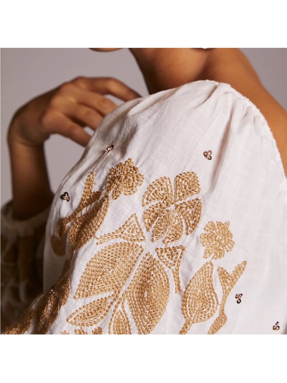 Anthropologie Smocked Embroidered Top - Picture 4 of 10